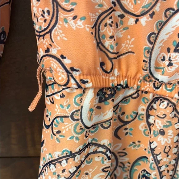 Paisley Print Orange Top with Lace Detail - Picture 7 of 7